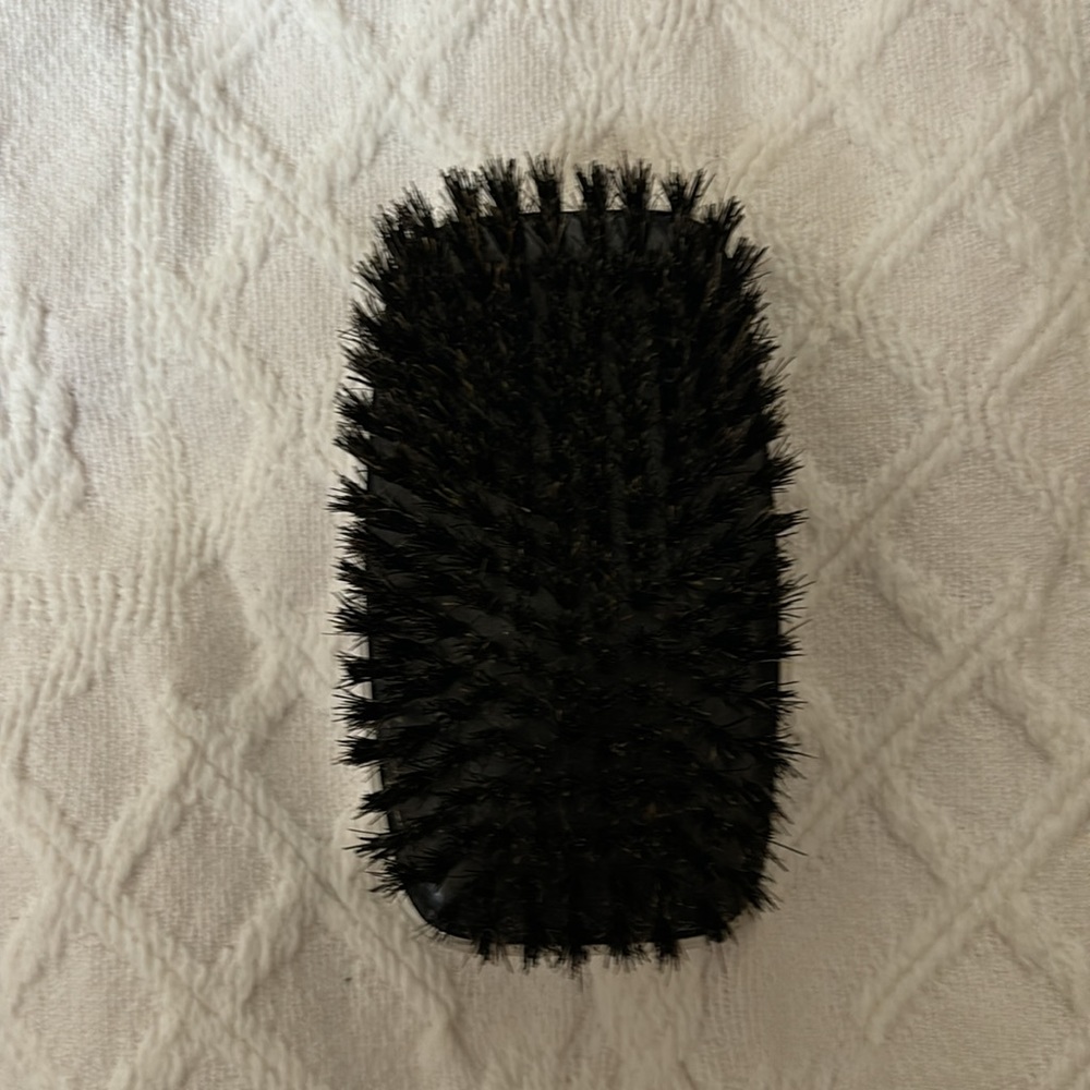 Vintage Art Deco silver tone and faux wood grain inlay look clothes brush - Picture 3 of 8